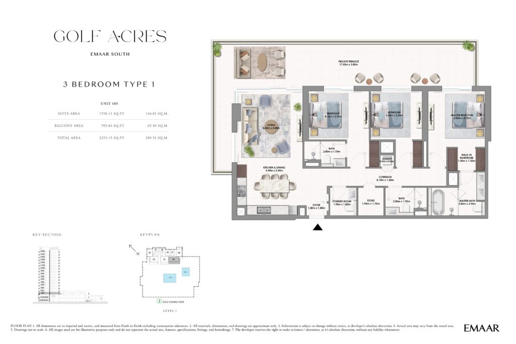 Golf Acres 3 Bedroom floor plan