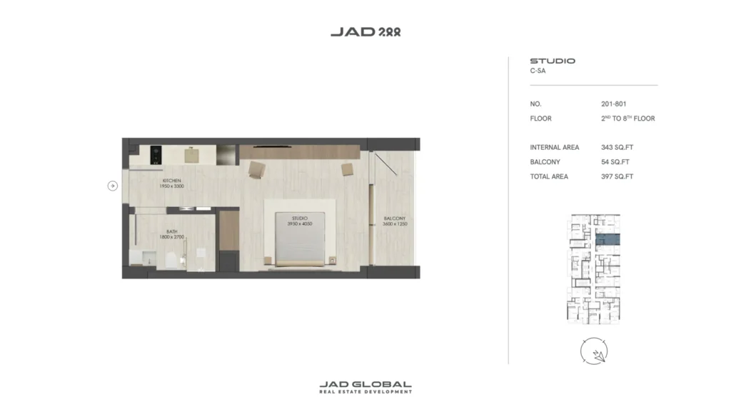 JAD 288 floor plan Studio C-SA