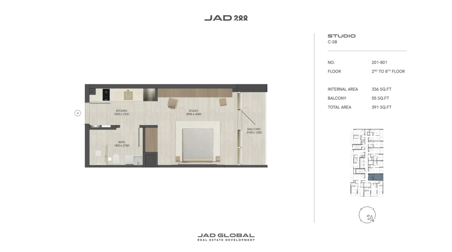 JAD 288 floor plan Studio C-SB