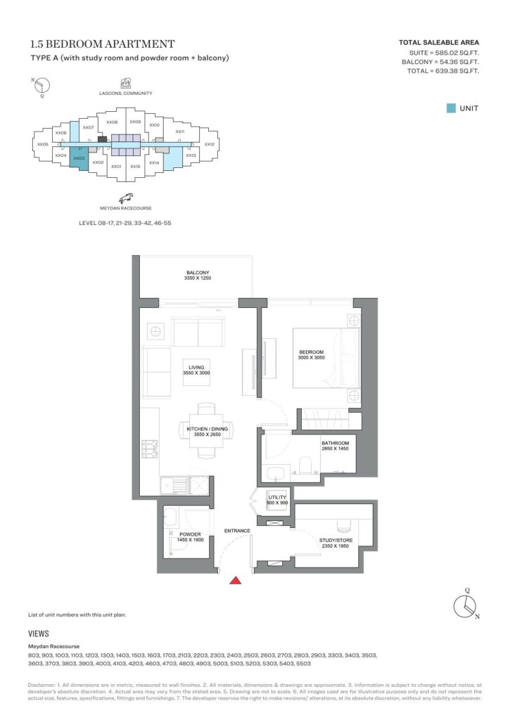 340 Riverside Crescent 1.5 bedroom apartment floor plan