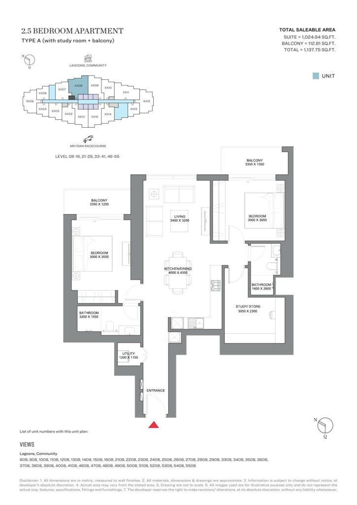 340 Riverside Crescent 2.5 bedroom apartment floor plan