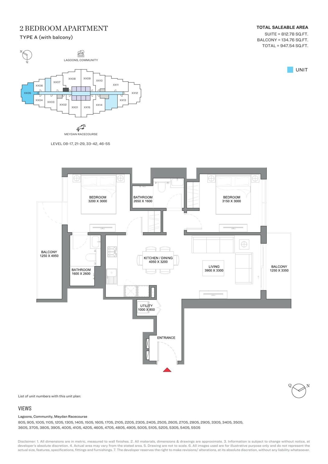 340 Riverside Crescent 2 bedroom apartment floor plan