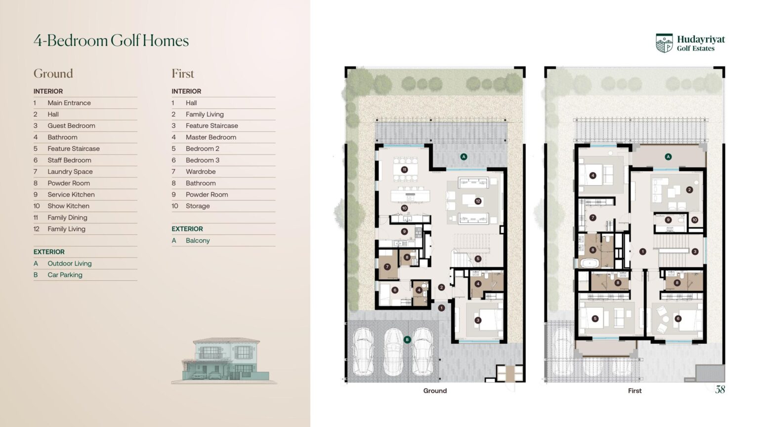 Hudayriyat Golf Estates 4 bedroom golf home floor plan