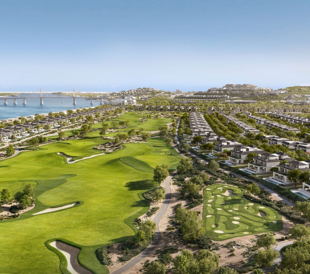 Hudayriyat Golf Estates aerial location on Hudayriyat Island, Abu Dhabi