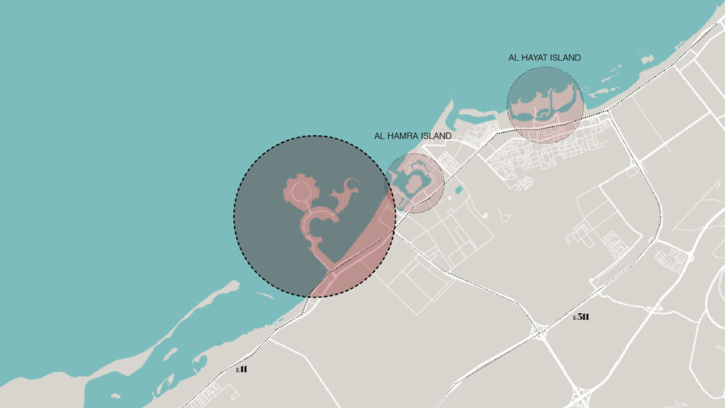 Rosso Bay Residences location map on Al Marjan Island, Ras Al Khaimah