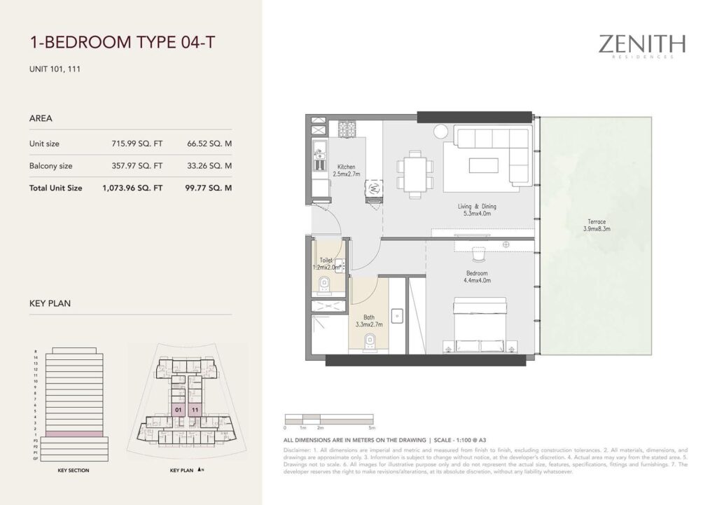 Zenith Residences floor plan onebr