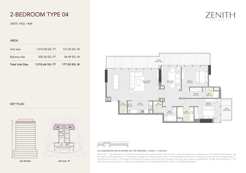 Zenith Residences floor plan twobr